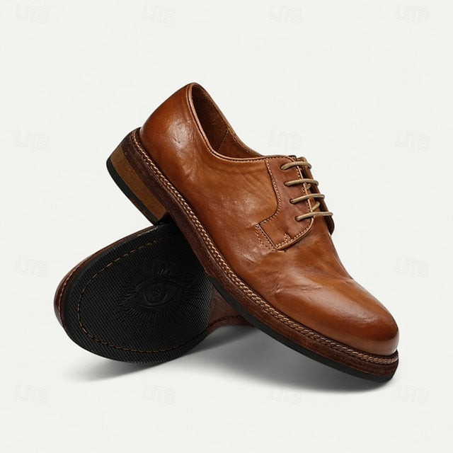 Shoes Derby Leather Clean Men's Goodyear Tan with and Welt