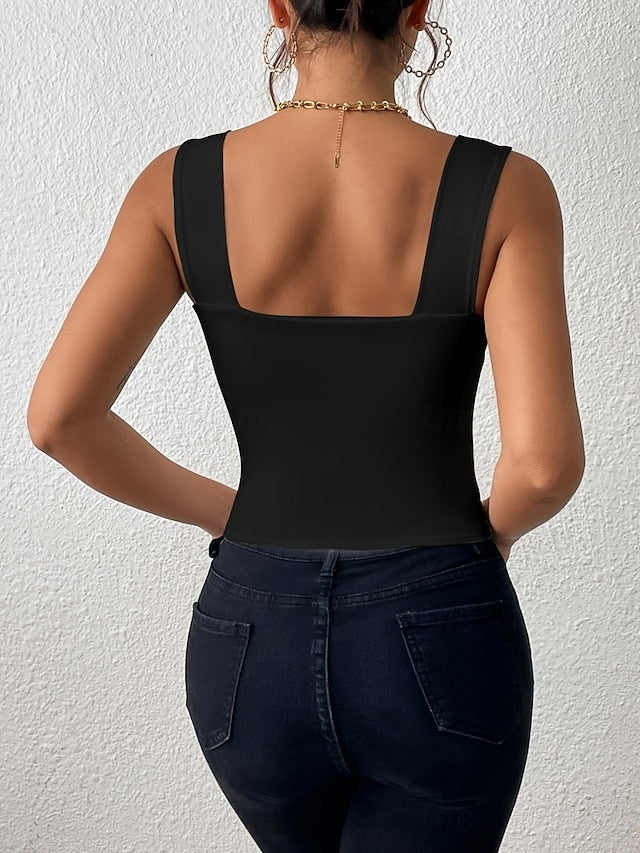 Women's Camisole Tank Top Solid Color Stylish Casual