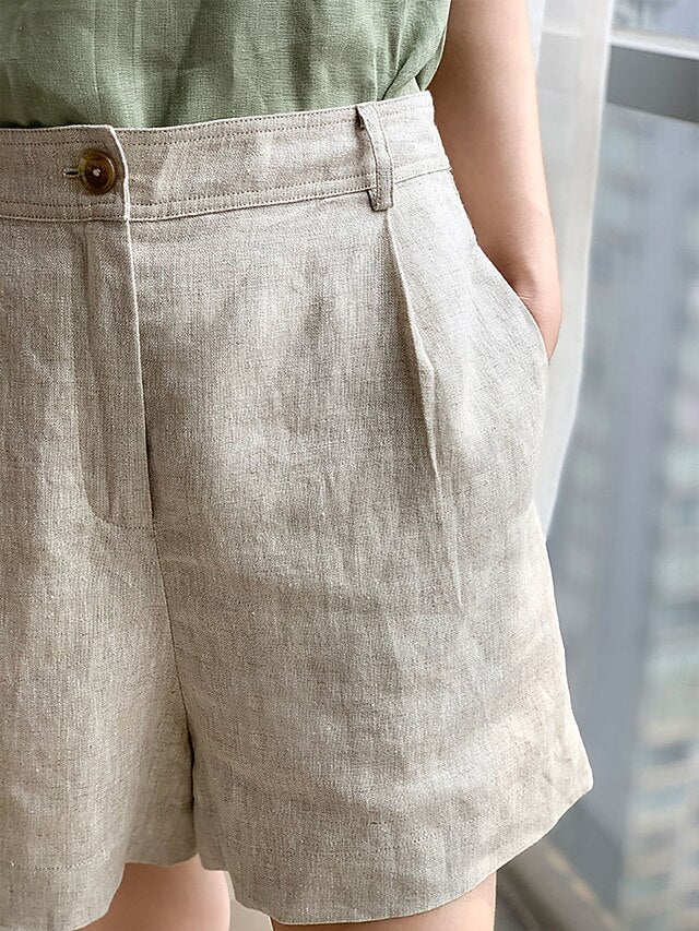 Women's 100% Linen Chinos Shorts Vacation Streetwear Casual