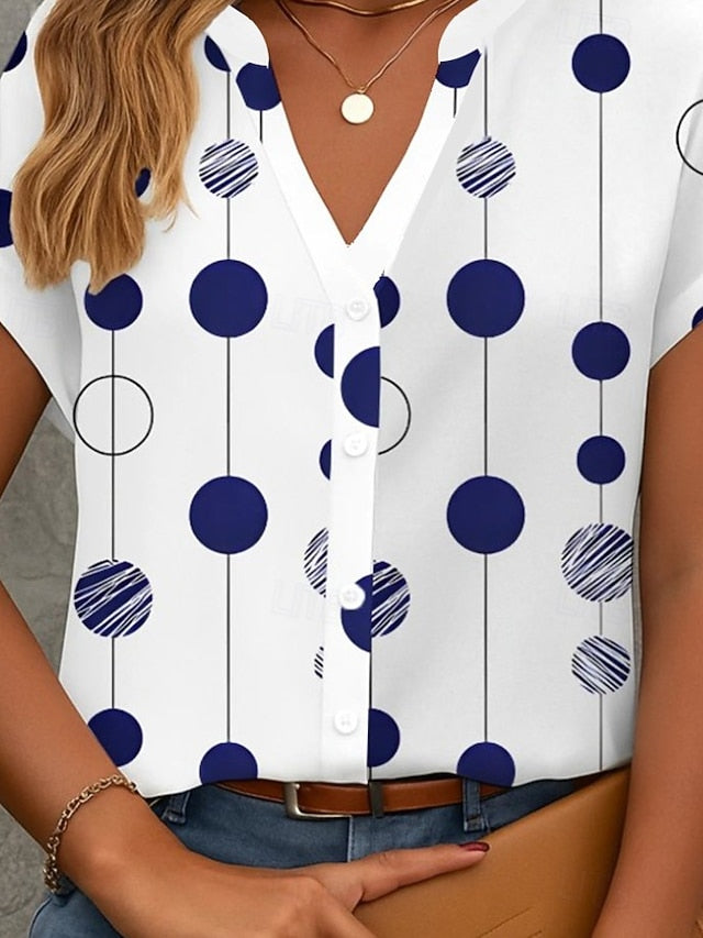 Women's Blouse V Neck Button Down Blouse Graphic Geometric