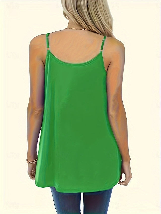 Multi Packs 2pcs Women's V Neck Sleeveless Green+pink Tank