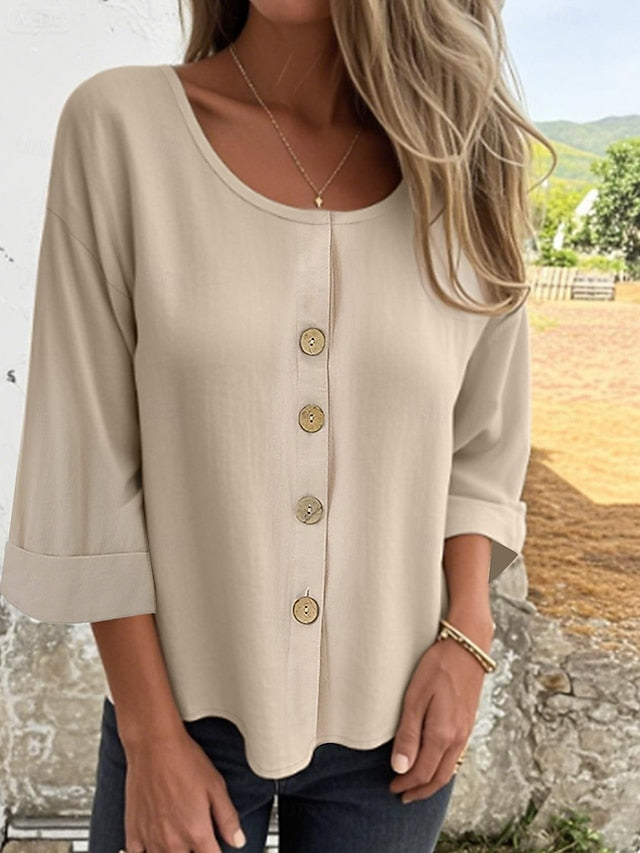 Women's Blouse Solid Color Elegant Stylish Casual Long
