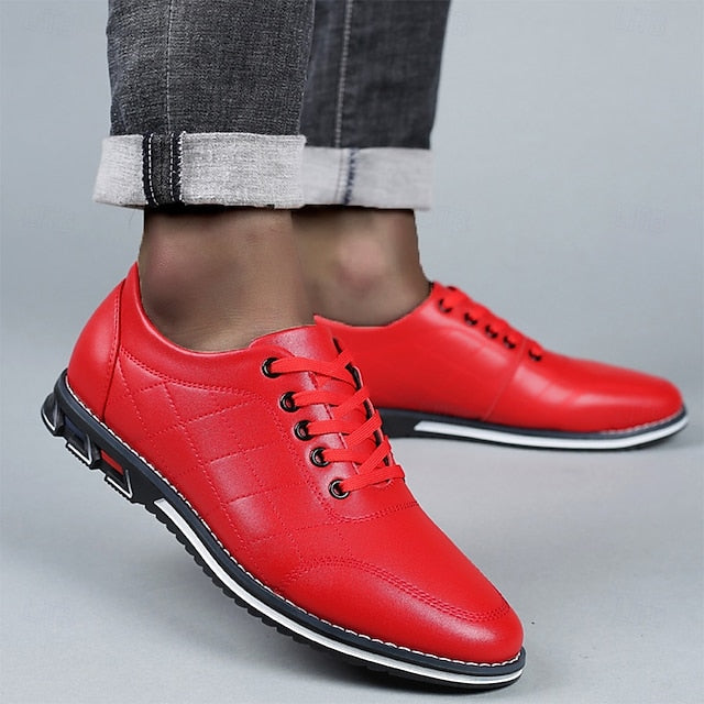 Men's - Stylish Sneakers Blue Quilted Leather Faux Lace-Up