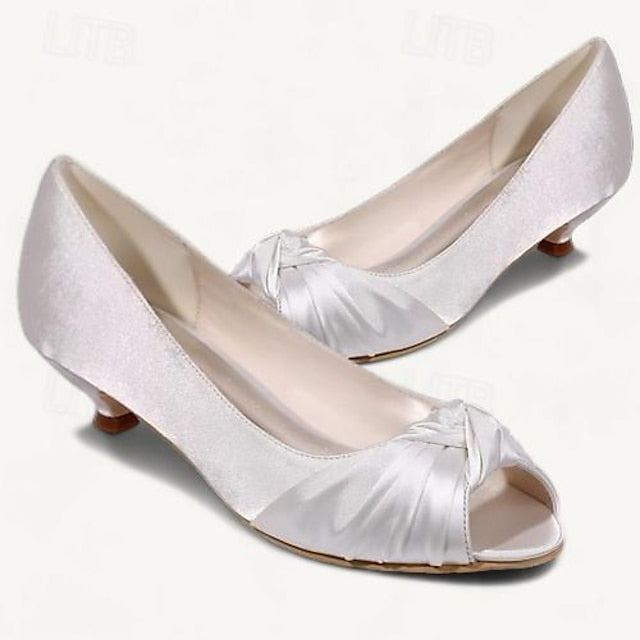 Heels Blush - Satin Women's Peep-Toe Kitten Pink Elegant