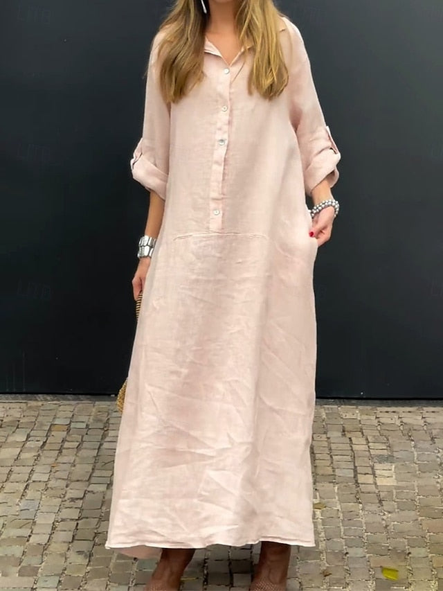 Women's Maxi Dress Shirt Dress Casual Dress Basic Casual