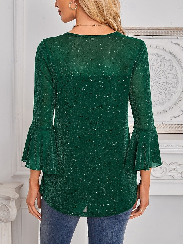 Women's Shirt Blouse Mesh Plain Stylish Classic Modern Long