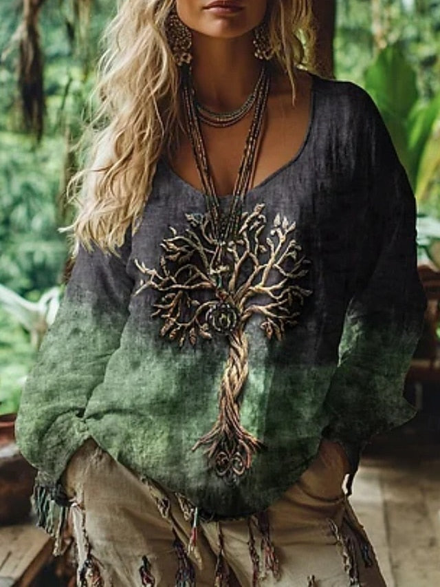 Women's Boho Shirt Blouse Print Floral Vintage Daily Casual