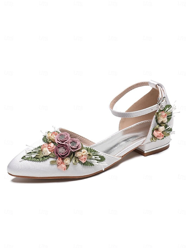 Flat Clutch Matching White with Shoes – Floral Embroidered