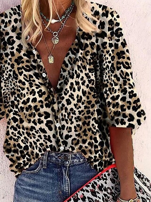 Women's Bohemia Vintage V Neck 3/4 Length Sleeve Floral