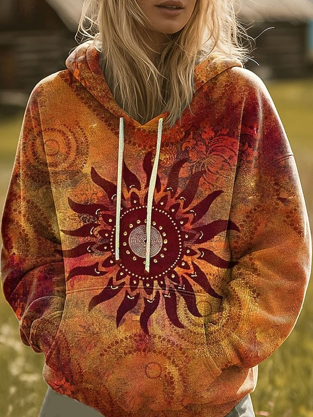 Women's Pullover Hoodie Sweatshirt Graphic Rainbow Casual