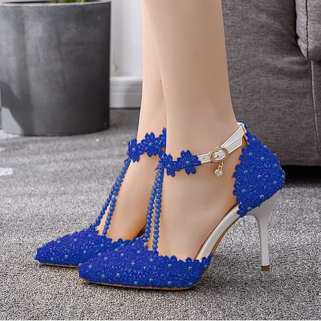 Heel Wedding Pointed Bridal High Women's Lace Shoes