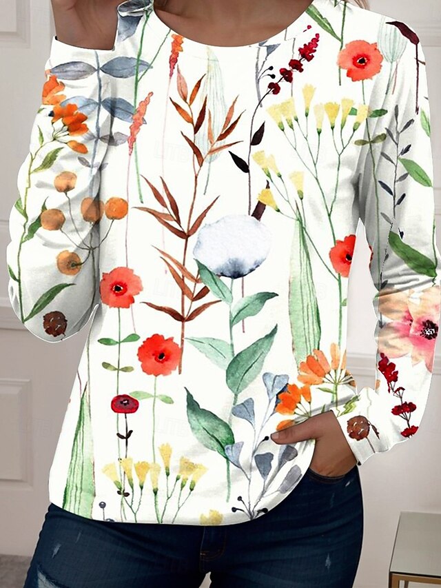 Women's T Shirt Print Floral Graphic Gradient Elegant