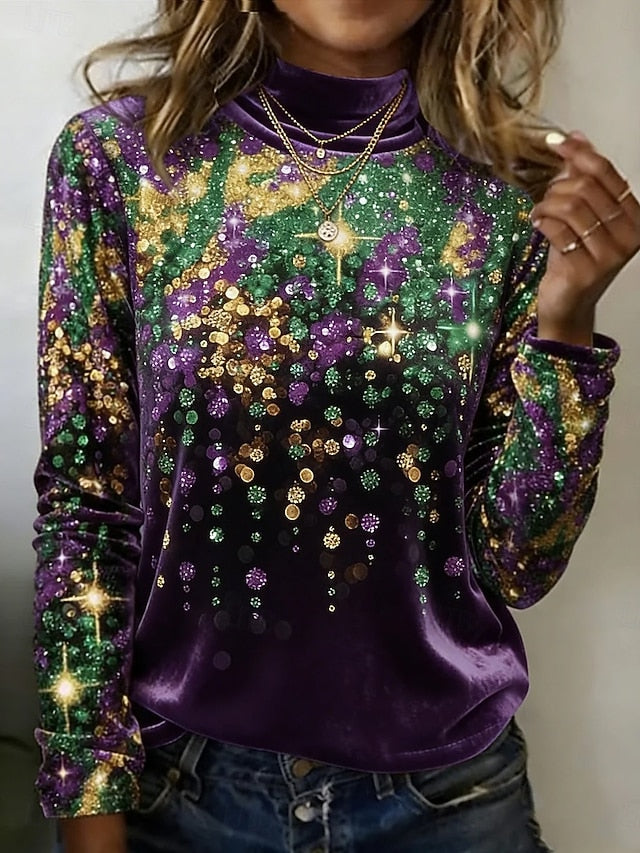 Carnival Mardi Gras Women's Tunic Tee Print Ombre Graphic