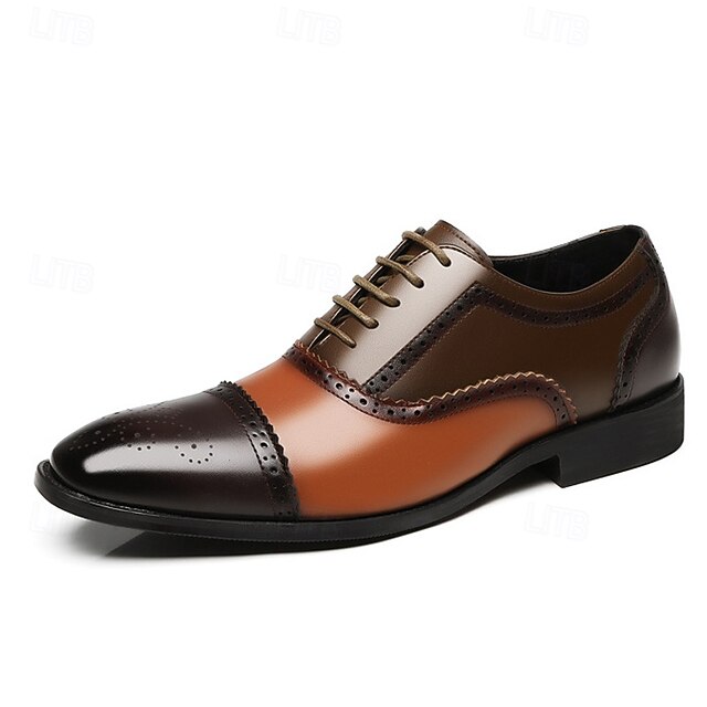 Black Two-Tone and Men's Brogue Brown Faux Shoes –