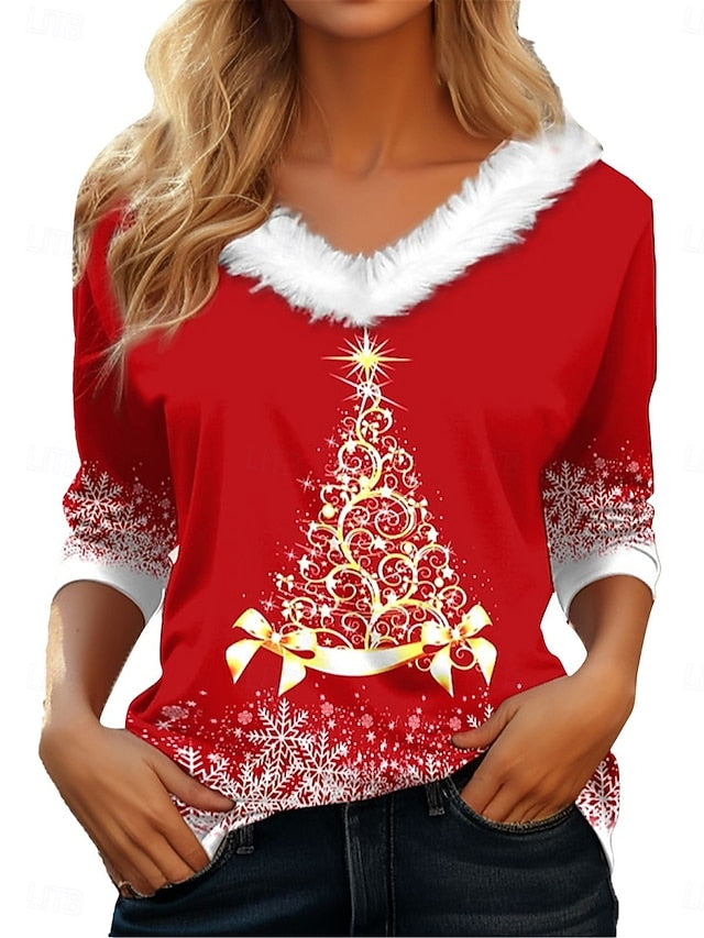 Women's Blouse Stylish Casual Long Sleeve V Neck Regular