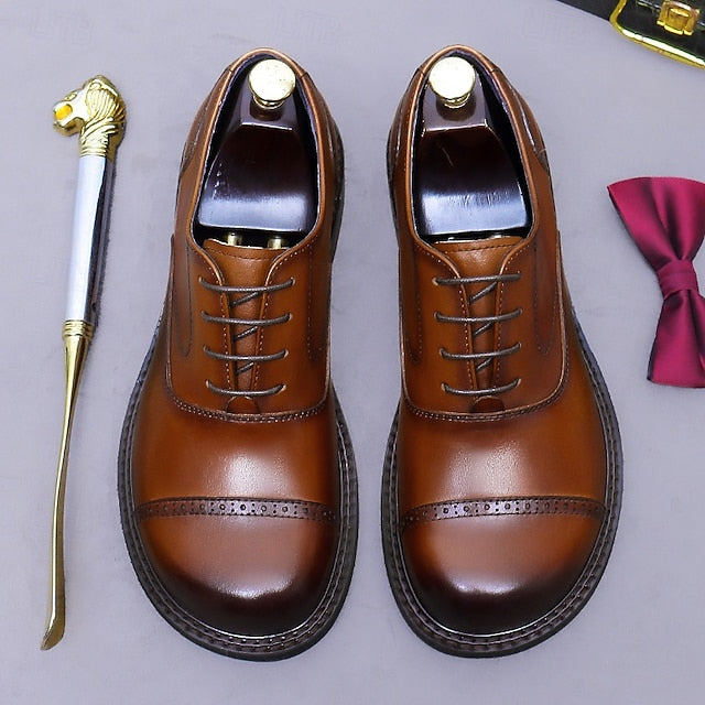 Oxford Leather First Genuine Shoes- Toe Cap Men's