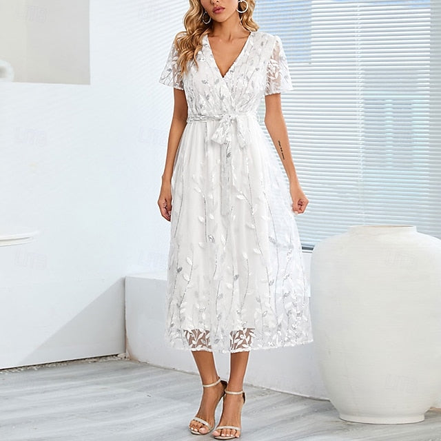 the Dress Sequin V A-Line Elegant Neck Mother of Bride