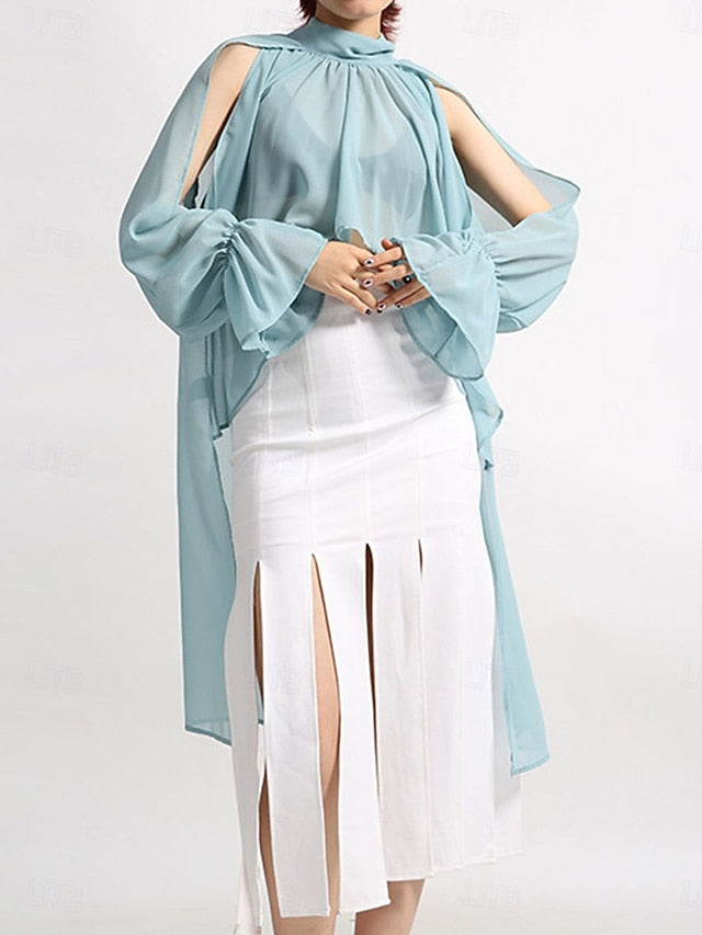 Women's Shirt Summer Tops Blouse Ruched Patchwork