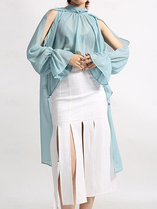 Women's Shirt Summer Tops Blouse Ruched Patchwork