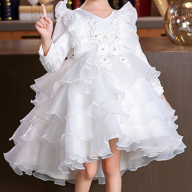 Kids Girls' Dress Wedding Long Sleeve Flower Party Special
