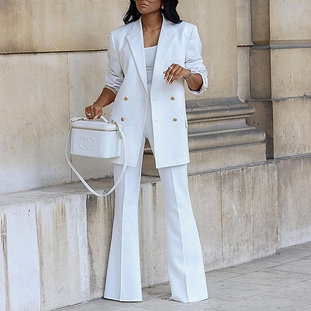 Women's Blazer Blazer Suits Wide Leg Pants Dress Pants