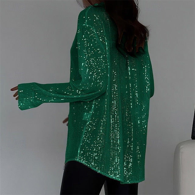 Women's Blouse Dressy Tops Sequin Tops Ruched Sequins