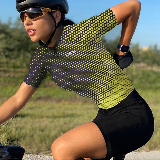Women's Cycling Jersey Polka Dot Short Sleeve Bike Jersey