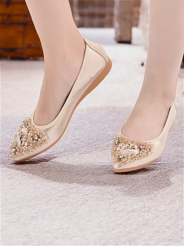 with Rhinestone Foldable Flats Black Women's  Ballet