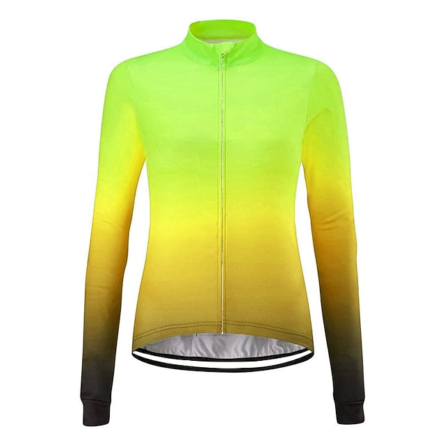 Women's Cycling Jersey Solid Color Gradient Patterned Long