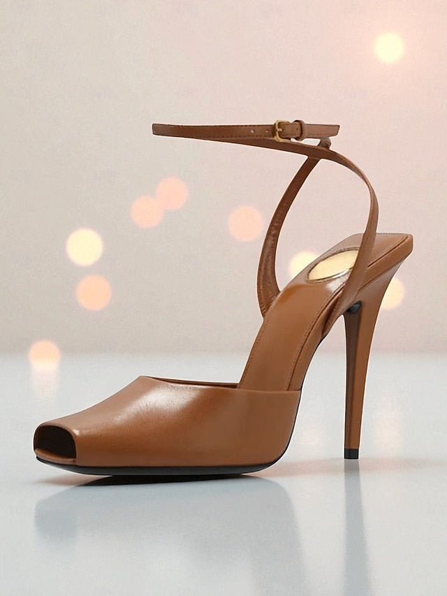 Heels Green - Dark Peep Patent High Toe Leather Women's