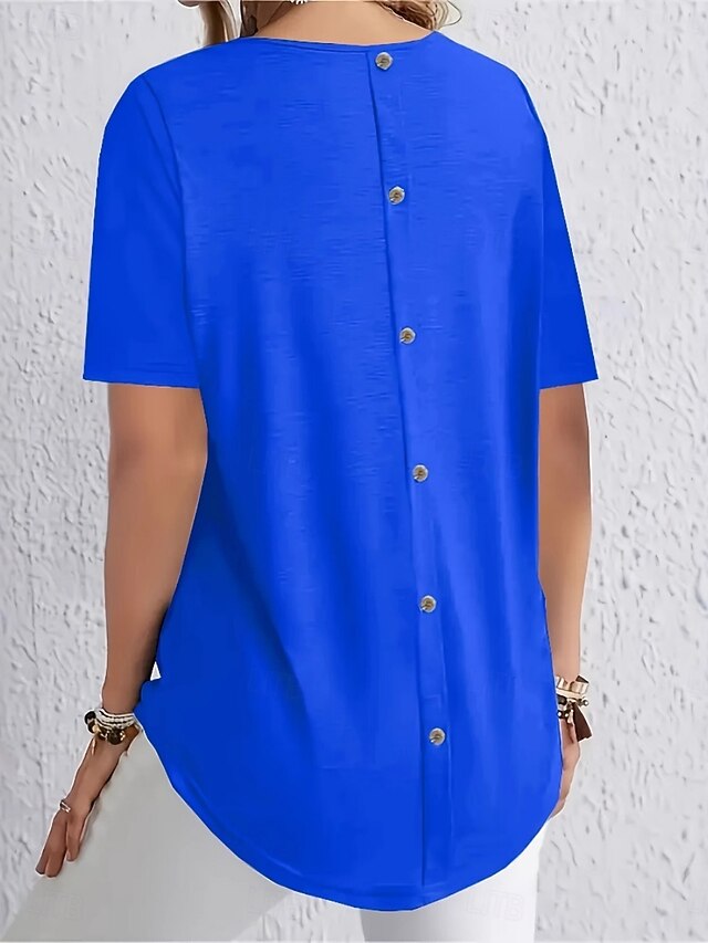 Women's T Shirt Tee Top Solid Color Elegant Fashion Classic