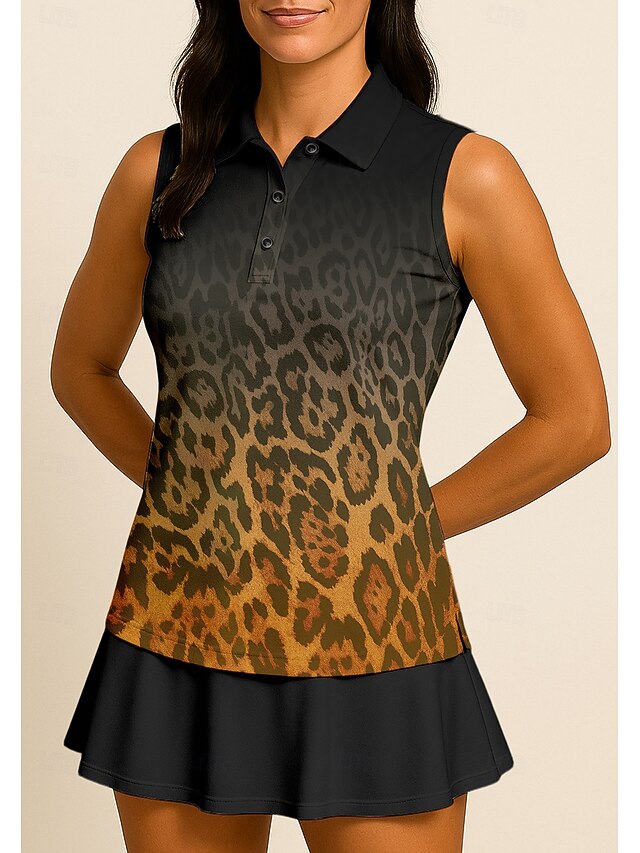 Women's Leopard Gradient Sport Shirt Golf Polo Shirt Tank