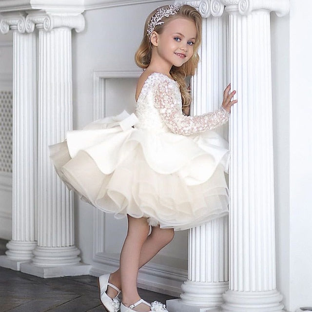 Girls' Kids Flower Solid Dress Party Girl's