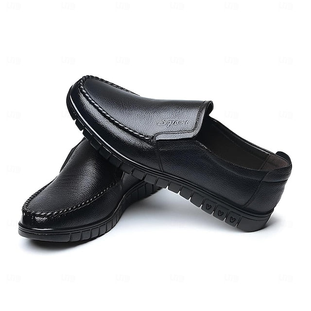 Decorative Men's Premium with Black Cowhide Slip-On Loafers