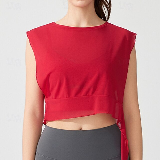 Women's Workout Crop Shirt Yoga Top Quick Dry Breathable