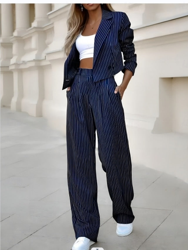Women's Two Piece Sets Pants Sets Long Sleeve Shirt Collar
