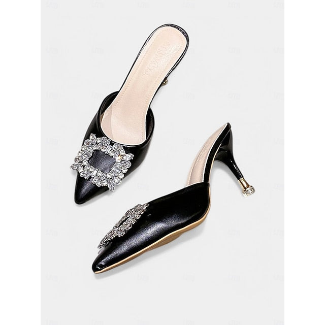 Pointed Light Women's Crystal Blue with Mules Buckle Toe