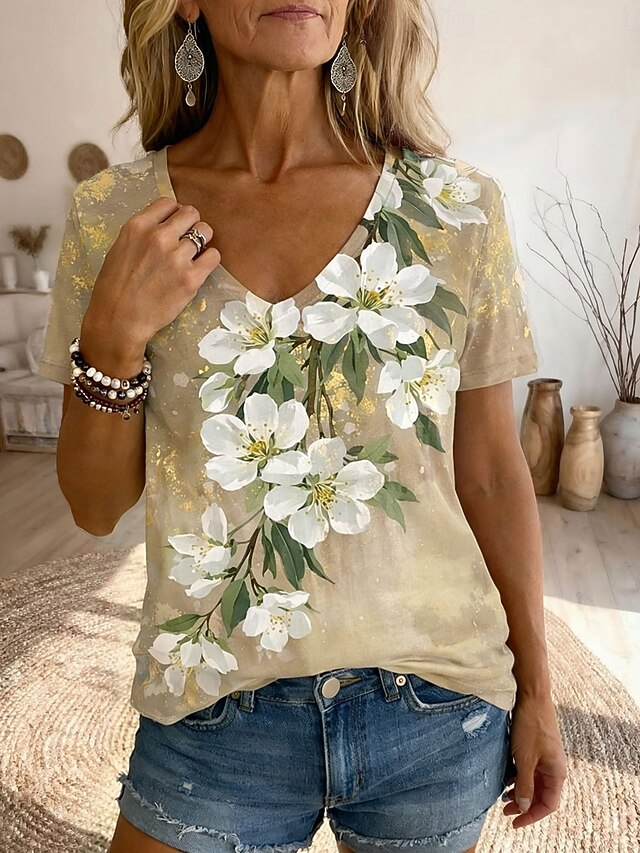 Women's T Shirt Print Floral Graphic Plants Bohemia Vintage