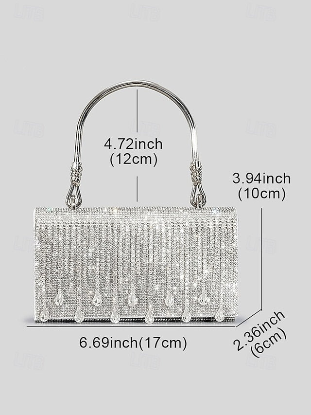 Silver Chain with Crystal Evening Elegant Women's Handbag