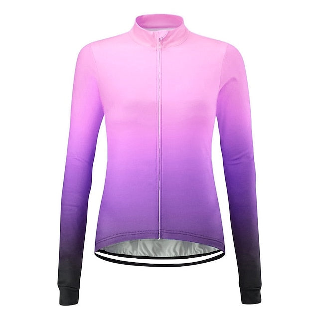 Women's Cycling Jersey Solid Color Gradient Patterned Long