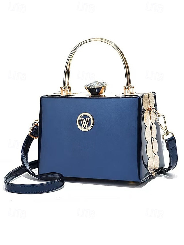 Gold Patent Women's Burgundy Handbag Evening with Leather