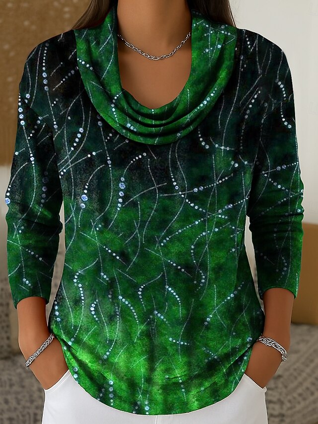 Women's Tunic Tee Print Tiered Ombre Graphic Abstract