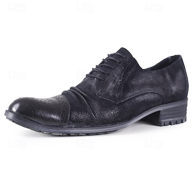 – Brogue Leather Shoes Oxford Men's Vintage Genuine