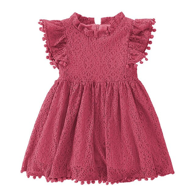 Color Kids Short Girls' Sleeve Party Solid Dress