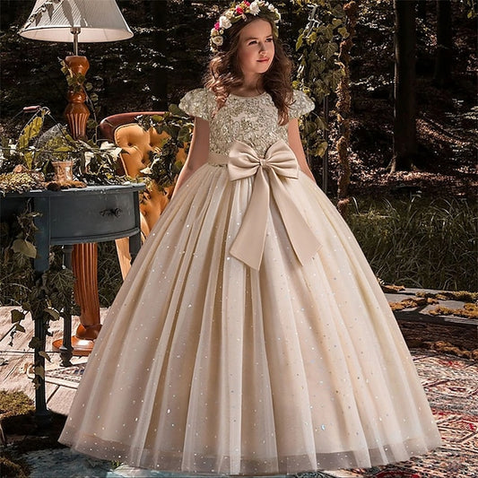 Flower Block Girl Party Color Girls' Dress Kids