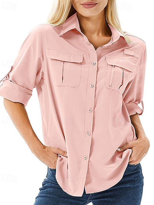 Women's Shirt Blouse Buttons Plain Elegant Vintage Tropical