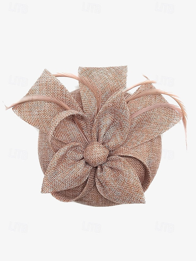 Women's Fascinator and Feather Bow Hat Green Accents with