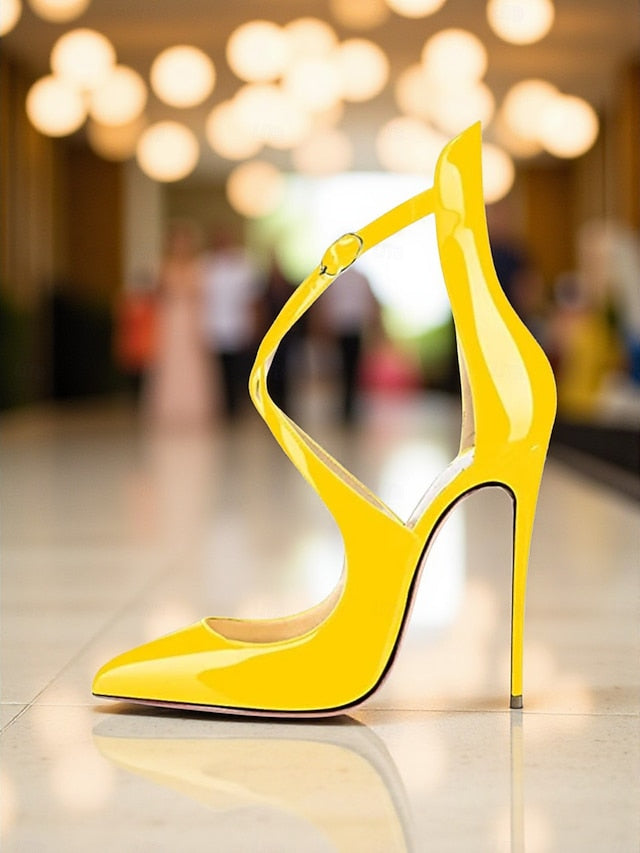 Heels - Strappy Women's Stiletto Leather Purple Patent