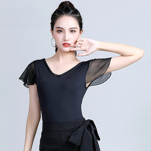 Activewear Top Pure Color Splicing Women's Training
