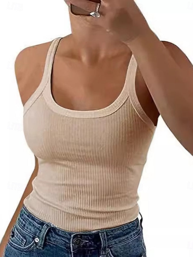Women's Tank Top Plain Fashion Stylish Classic Sleeveless U